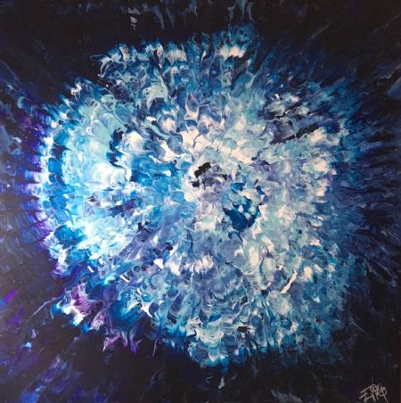 Akryl maleri Explosion af Eva Vig malet i 2022