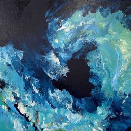 Akryl maleri Dragon af Eva Vig malet i 2022