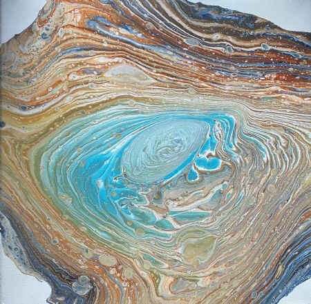 Akryl maleri Træringe af Eva Vig malet i 2021