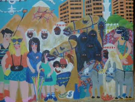 Akryl maleri Where it all begins af Hannelore Rossenell malet i 2025