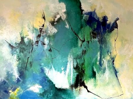 Akryl maleri Grønne nuancer af Flemming Rene Rasmussen malet i 2025