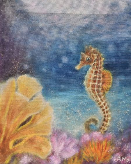 Olie maleri Havets Hjerte af Anna Maria Olsen malet i 2025