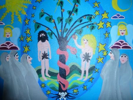 Akryl maleri Fristelsen af Hannelore Rossenell malet i 2025