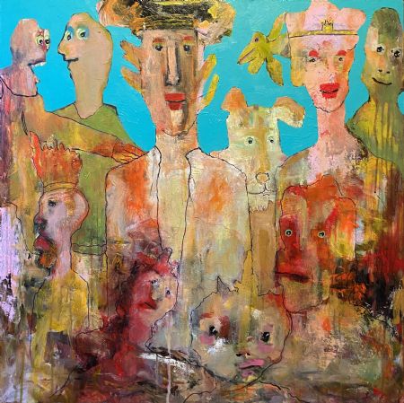 Akryl maleri Visit from space. af Henrik Diget Thomsen malet i 2025