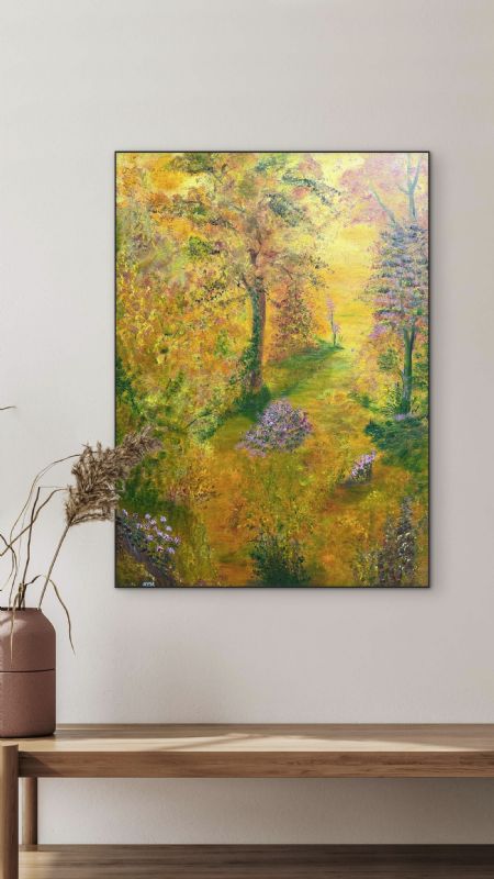 Akryl maleri Warm Fall af Anette Thorup Hansen (ATH) malet i 2025