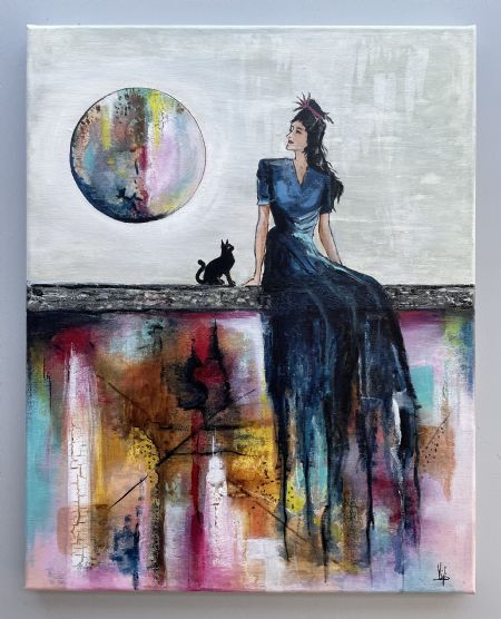 Akryl maleri Usagte forventninger af Vibeke Findshøj malet i 2026