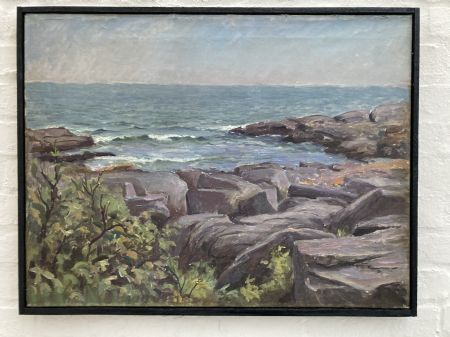 Olie maleri Bornholmsk klippekyst af Ukendt malet i 1940