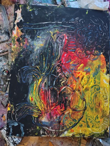 Akryl maleri Skildpadde på plakat papværk # 01 af Lennon Hougaard malet i 2026