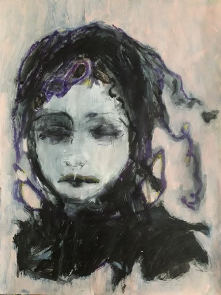 Akryl maleri Violet whisper af Lili Hollesen malet i 2026