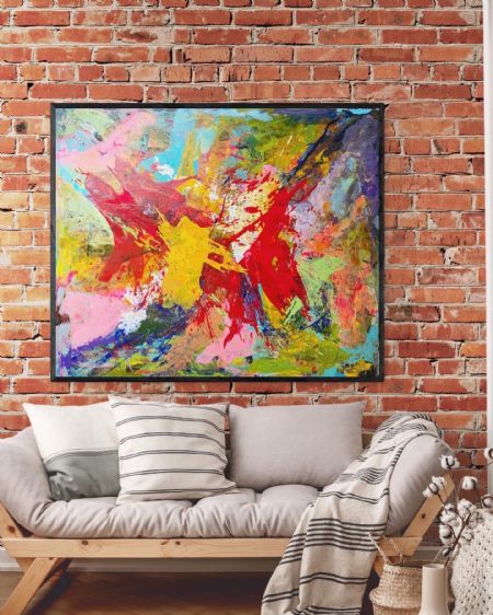 Akryl maleri Abstraktion. af Henrik Diget Thomsen malet i 2024