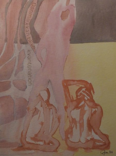 Akvarel maleri Kvantenation af Jette Laursen malet i 2025