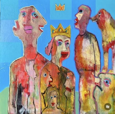 Akryl maleri Visit from space. af Henrik Diget Thomsen malet i 2024