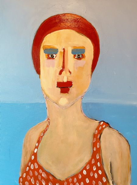 Akryl maleri Vinter bader. af Henrik Diget Thomsen malet i 2024