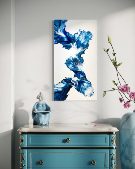 Akryl maleri Blue Energy af Rola Keblawi malet i 2025