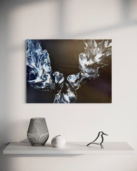 Akryl maleri Smokey waves af Rola Keblawi malet i 2025