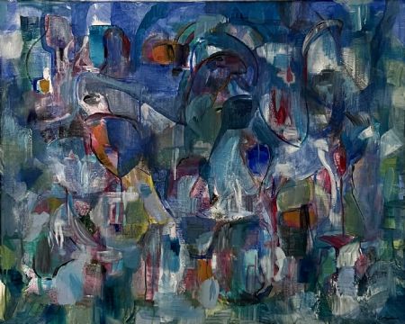 Akryl maleri So What af Lisbeth Aggerbeck Woll malet i 2025