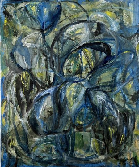 Akryl maleri Tune Up af Lisbeth Aggerbeck Woll malet i 2024