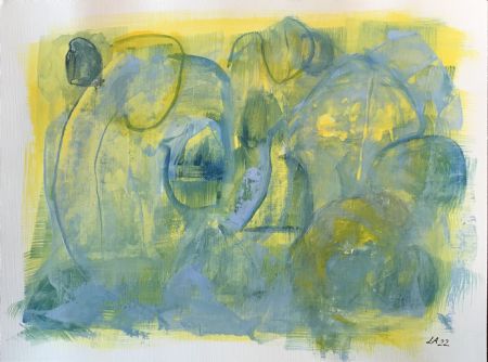 Akryl maleri Uden titel 2 af Lisbeth Aggerbeck Woll malet i 2022