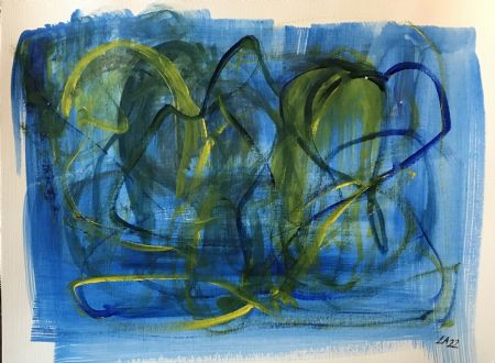 Akryl maleri Uden titel 4 af Lisbeth Aggerbeck Woll malet i 2022