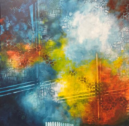 Akryl maleri Stjerneskud af Eva Vig malet i 2026