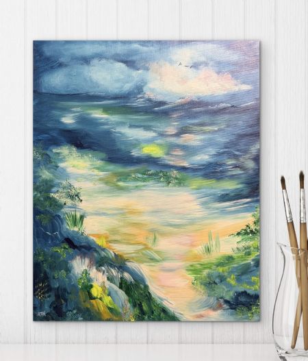 Akryl maleri Strange Pink Cloud af Anette Thorup Hansen (ATH) malet i 2026