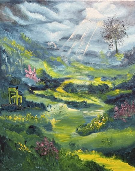 Akryl maleri Bird Watching af Anette Thorup Hansen (ATH) malet i 2026