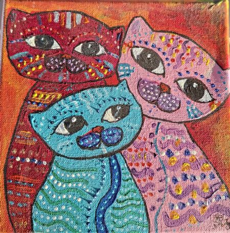 Akryl maleri kat og kat og kat af Inge Toft malet i 2025