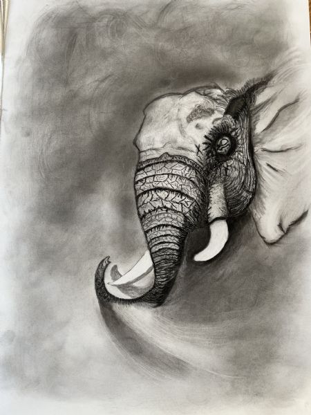 Kul maleri Lonely Elephant af Mrk malet i 2025