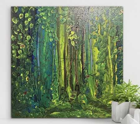 Akryl maleri In the Woods… af Anette Thorup Hansen (ATH) malet i 2026