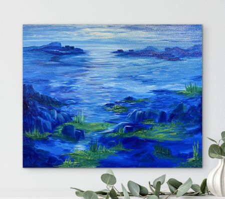 Olie maleri Light over Sea af Anette Thorup Hansen (ATH) malet i 2025