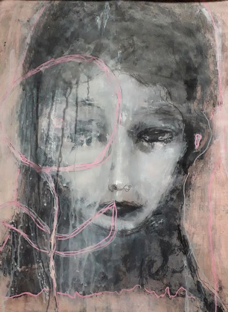 Akryl maleri Blurred dance af Lili Hollesen malet i 2026