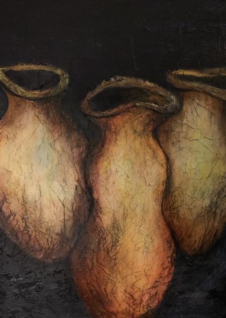 Akryl maleri Krukker 2 af Gudrun Anette Andersen malet i 2027