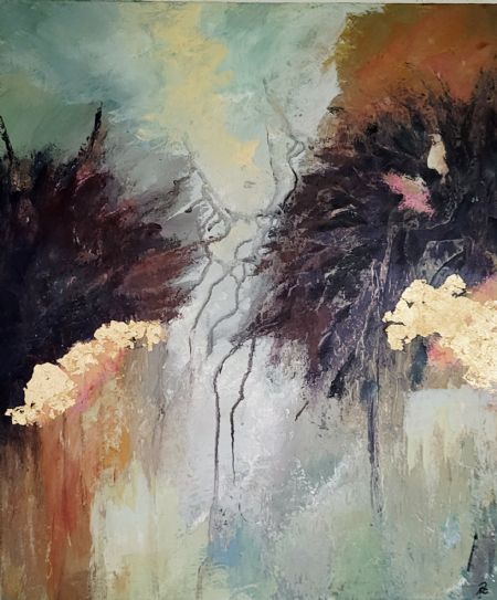 Akryl maleri På jagt af Ruth Christiansen malet i 2026