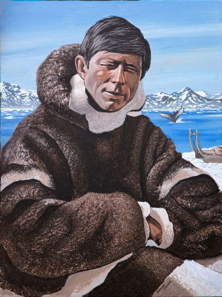 Akryl maleri Knud Rasmussen af Henning Dalhoff malet i 2025