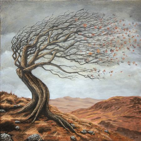 Blandede medier maleri Vestenvinden af Henning Dalhoff malet i 2025