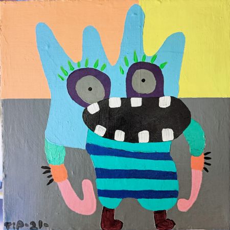 Akryl maleri fluen 3 af Troels Ibsen Pedersen malet i 2021