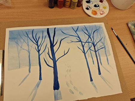 Akvarel maleri Snow af hope przybylak malet i 2026