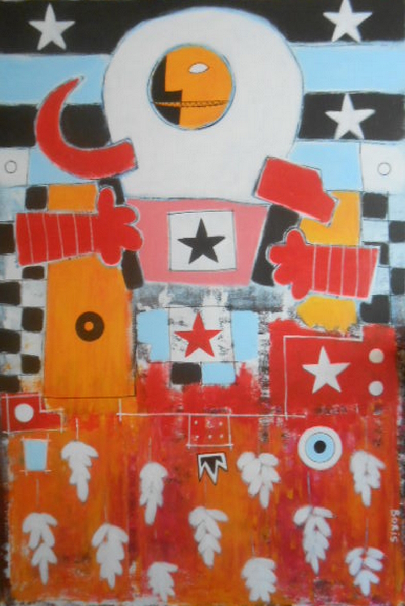 Akryl maleri Kosmos af Boris Grann malet i 2025