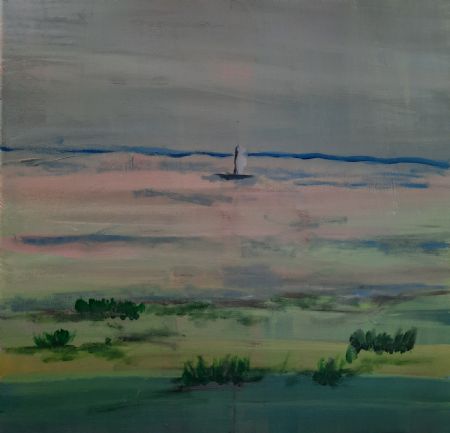 Akryl maleri Sejlbåd af Sanne Bülow malet i 2026