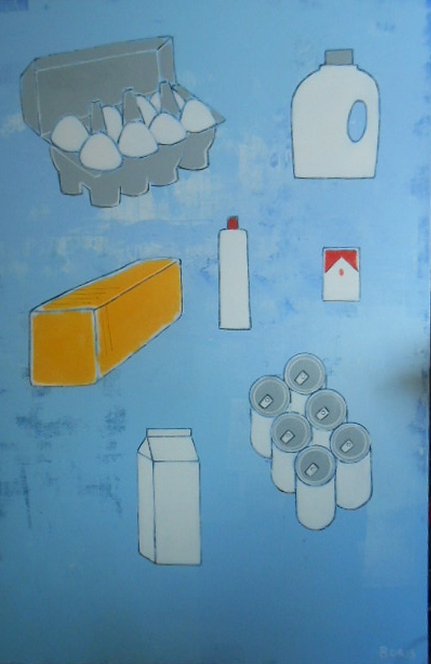 Akryl maleri Things I bought on thursday af Boris Grann malet i 2025