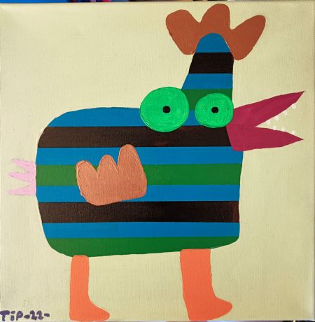 Akryl maleri høne 2 af Troels Ibsen Pedersen malet i 2022