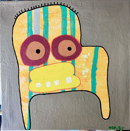 Akryl maleri spøgelse 2 af Troels Ibsen Pedersen malet i 2021