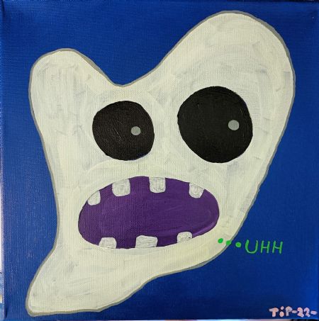 Akryl maleri spøgelse af Troels Ibsen Pedersen malet i 2022