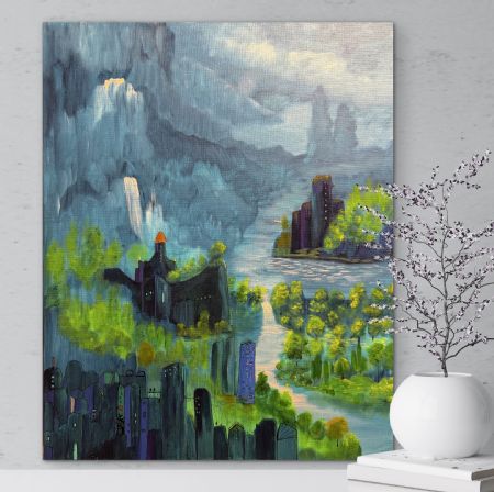 Akryl maleri Riverbend af Anette Thorup Hansen (ATH) malet i 2026