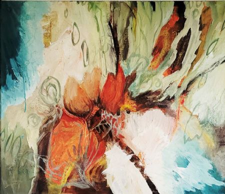 Akryl maleri Krukkeri af Ruth Christiansen malet i 2026