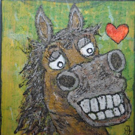 Blandede medier maleri Nr. 421. Kan hænge og stå. Original, findes kun 1 stk. www.Galleri-HJ.dk af Helle Jensen malet i 