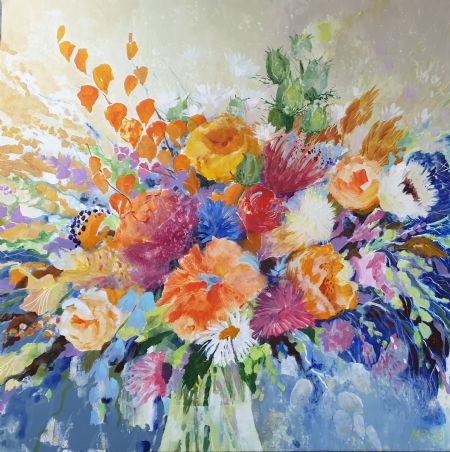 Akryl maleri Sommerfest II af Alicja Pedersen malet i 2023