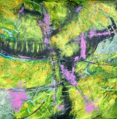 Akryl maleri Green hope- green future af Inge Thøgersen malet i 2025