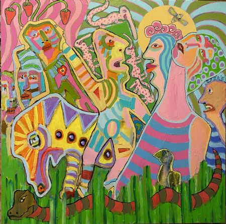 Akryl maleri Om the jungle af Henrik Diget Thomsen malet i 2025