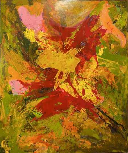 Akryl maleri Red Deer. af Henrik Diget Thomsen malet i 2025